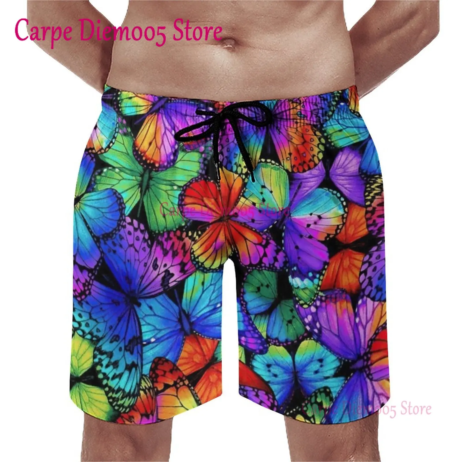 Colorful Butterfly Board Shorts Neon Animal Print Quality Board Short  Print Oversize Swimming Trunks Men's