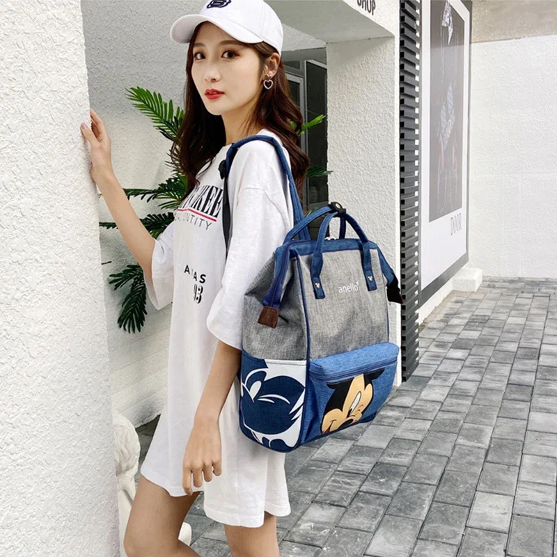 

Disney Mickey Mouse Nylon Schoolbag Cute Animation Boy Girl High-capacity Teenagers Student Backpack Anti theft Travel Knapsack