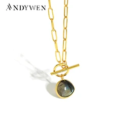 ANDYWEN 925 Sterling Silver Labradorite Pendant Necklace Horoscope Chain Luxury Fashion Special Party Collar Jewelry 2020 Gift