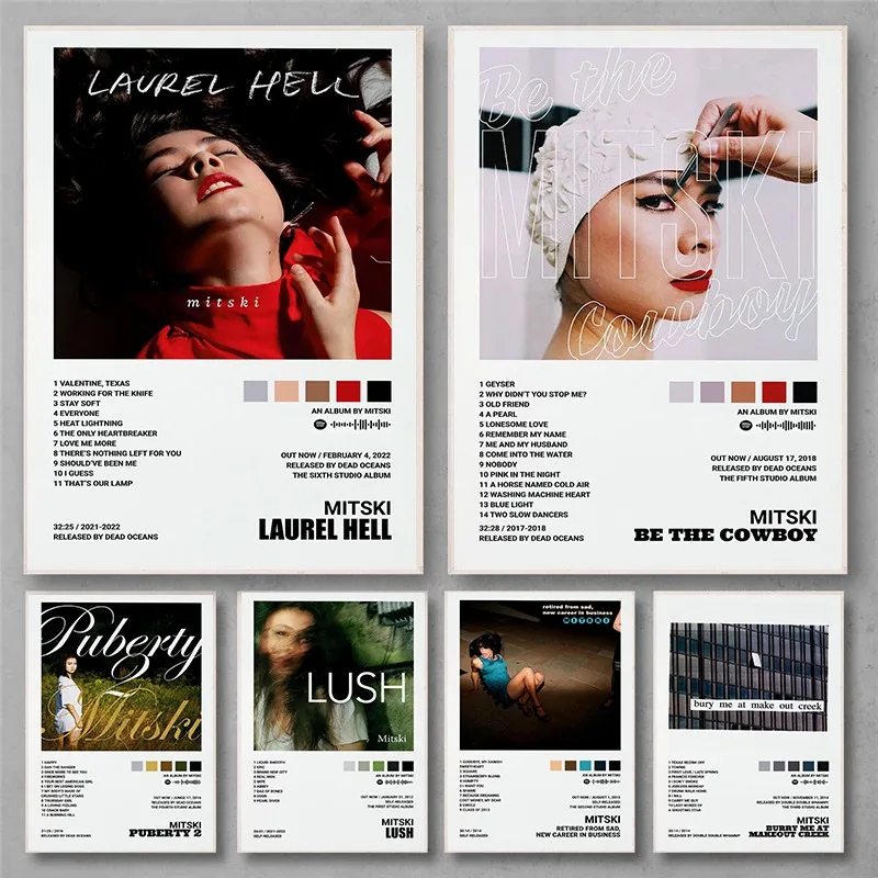 Mitski Be The Cowboy Poster Laurel Hell Album Cover Print Indie Rock Singer Music Wall Art Aesthetic Decor Vintage Retro Decor