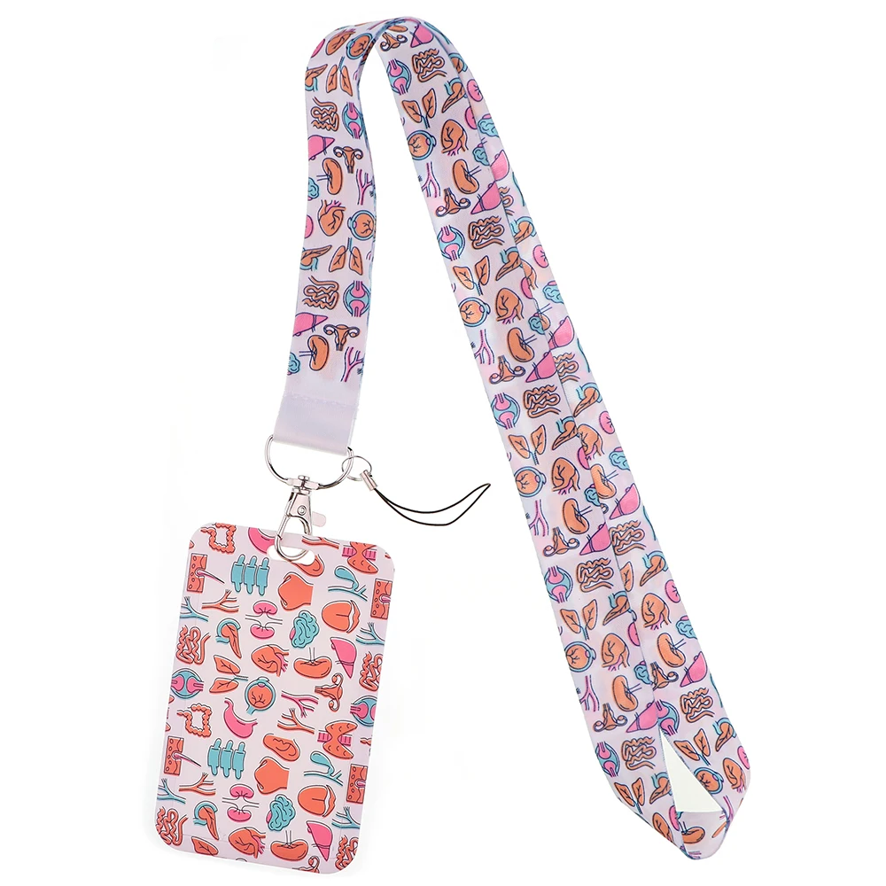 Human Anatomy Organ Medical Credential Holder Nurse Lanyards for Key Neck Strap For Card Badge Gym Keychain Keyring Accessories