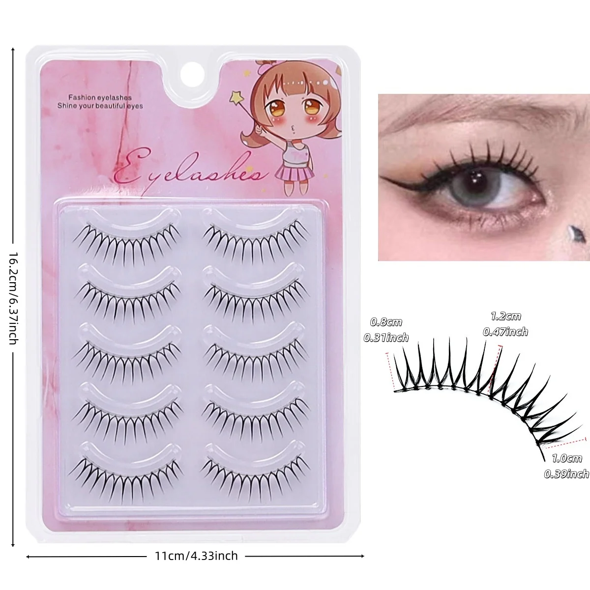 W6 + رموش صناعية لمجموعة الفتيات التشفير الأسود! مجموعة Love Bean Girl على الكاميرا مع رموش على الطراز الكوري بأكملها على شكل حرف U