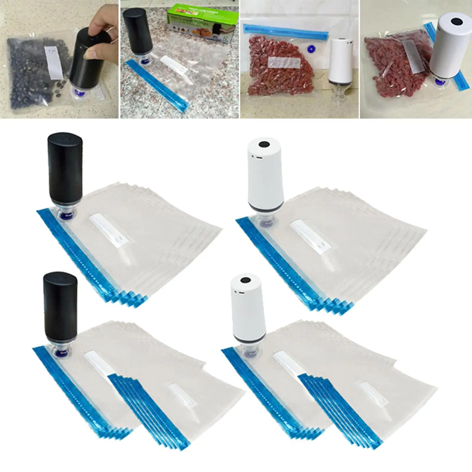 Multi-functional Portable Vacuum Sealer Machine with Food Reusable Vacuum Bags Preservation