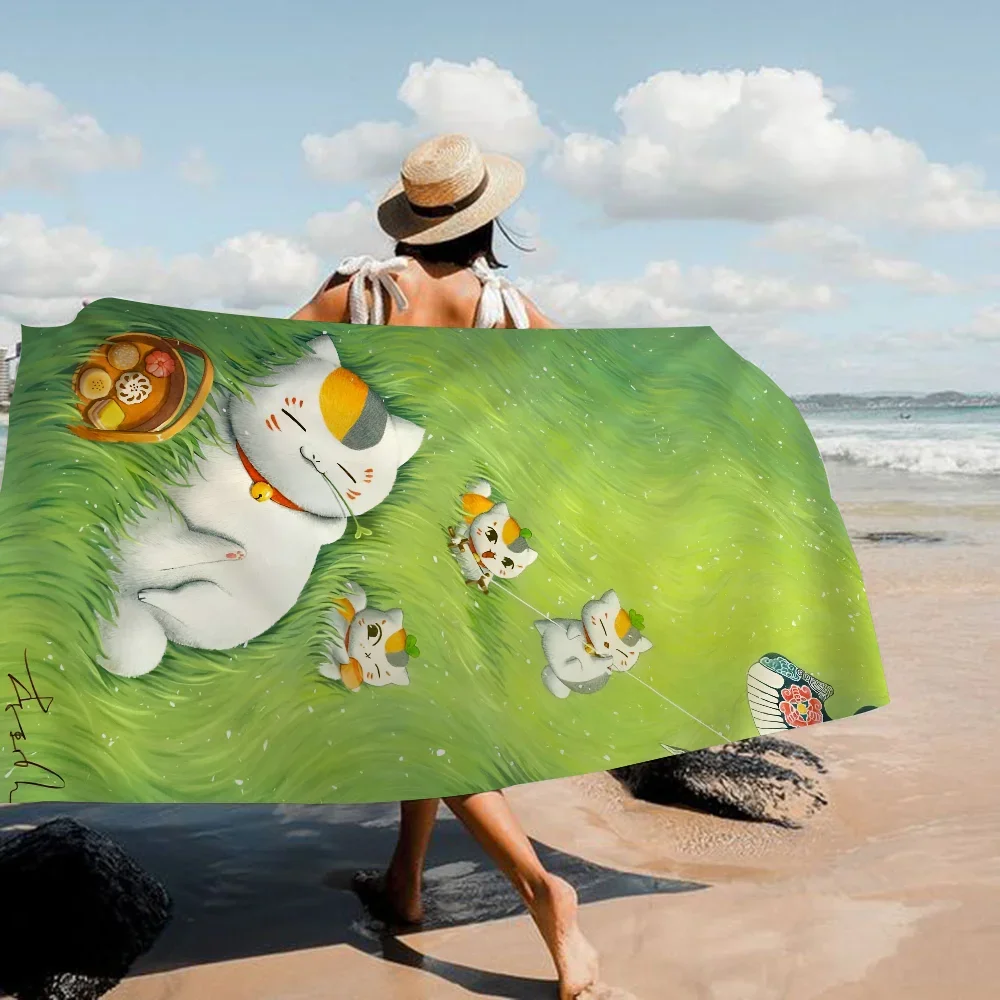 Natsumes Book Nyanko Sensei Towel Microfiber Beach Towel Absorbent Quick dry Soft Yoga Swimming Resort Mountain Climbing Towel