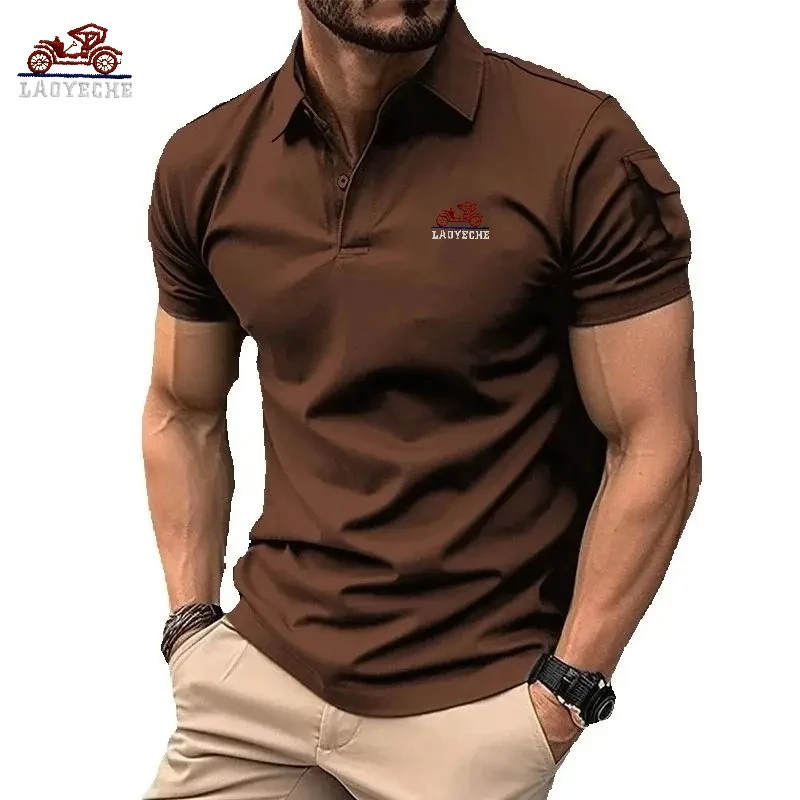 

Men's high-quality embroidered short sleeved polo shirt for summer fashion, casual, breathable and cool top