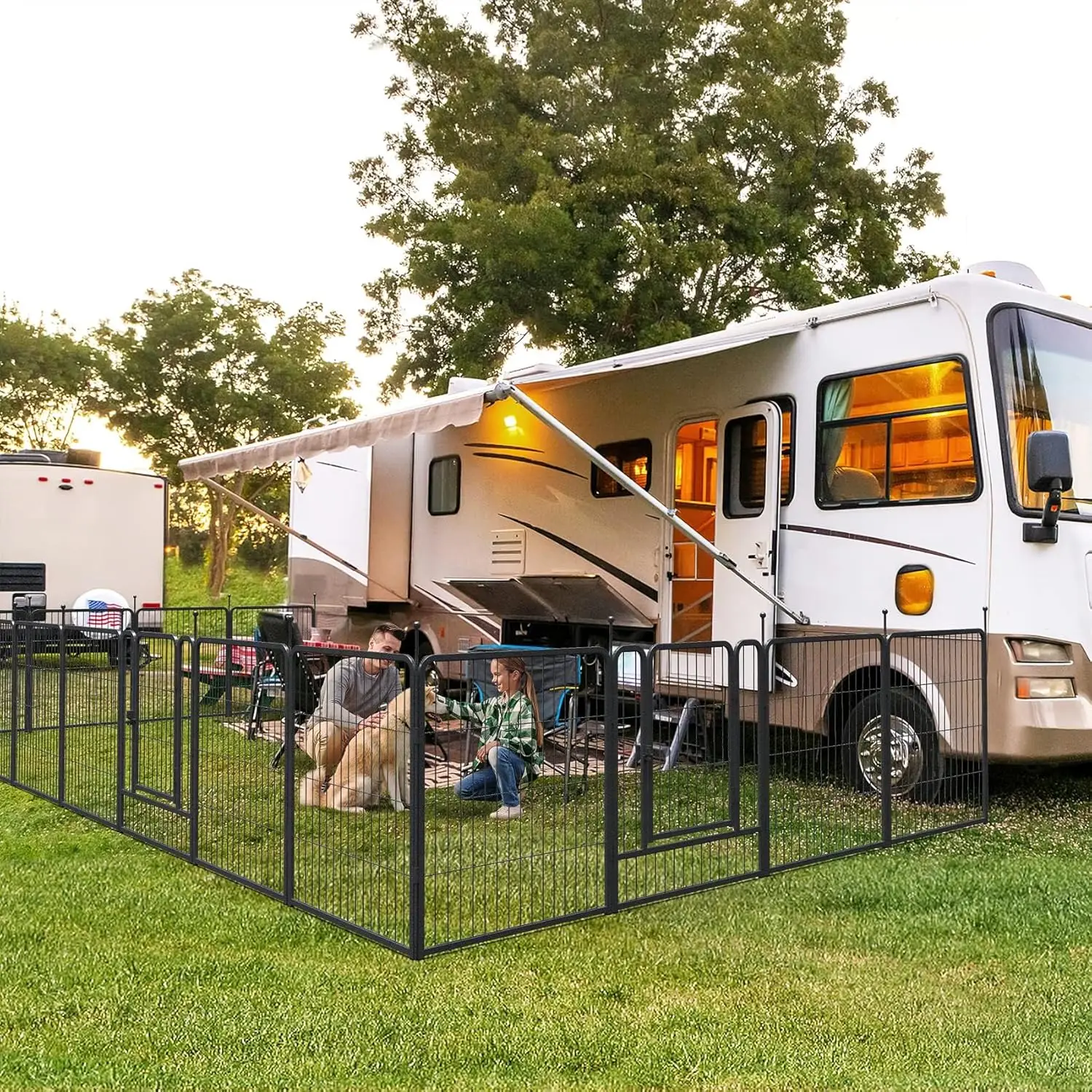 

Dog Playpen Indoor Outdoor, 16 Panels Dog Pen 32" Height Dog Fence Exercise with Doors for Large/Medium/Small Dogs