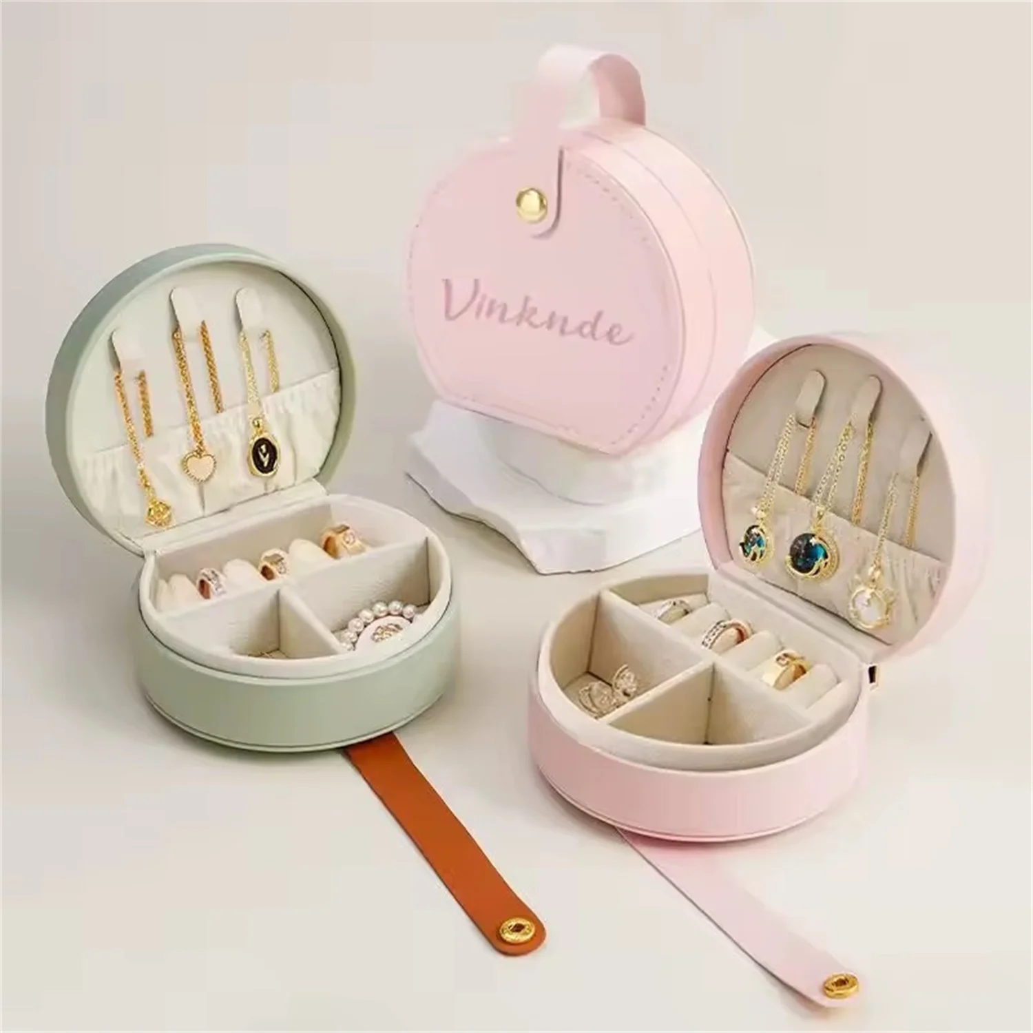 Personalized Logo PU Leather Jewelry Box Handbag Storage Accessories Bracelet Necklace Ring Pendant Earrings Gift Packaging Case