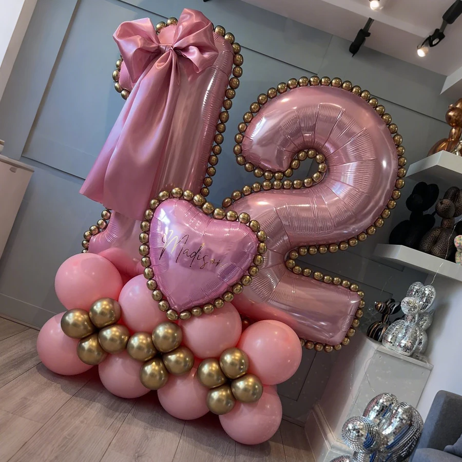 Rosa Zahlen-Säulen-Ballon-Set, 81,3 cm, rosa Zahlenballon für Jahrestag, Geburtstag, Abschlusssaison, Party-Dekoration