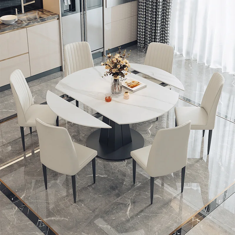 DSA simple telescopic round table rock slab dining table folding minimalist rectangular small apartment dining table and chair