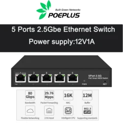 5 ports 2.5G Ethernet  POE Switch, full 2.5G Poe or RJ45 non Managed Switch