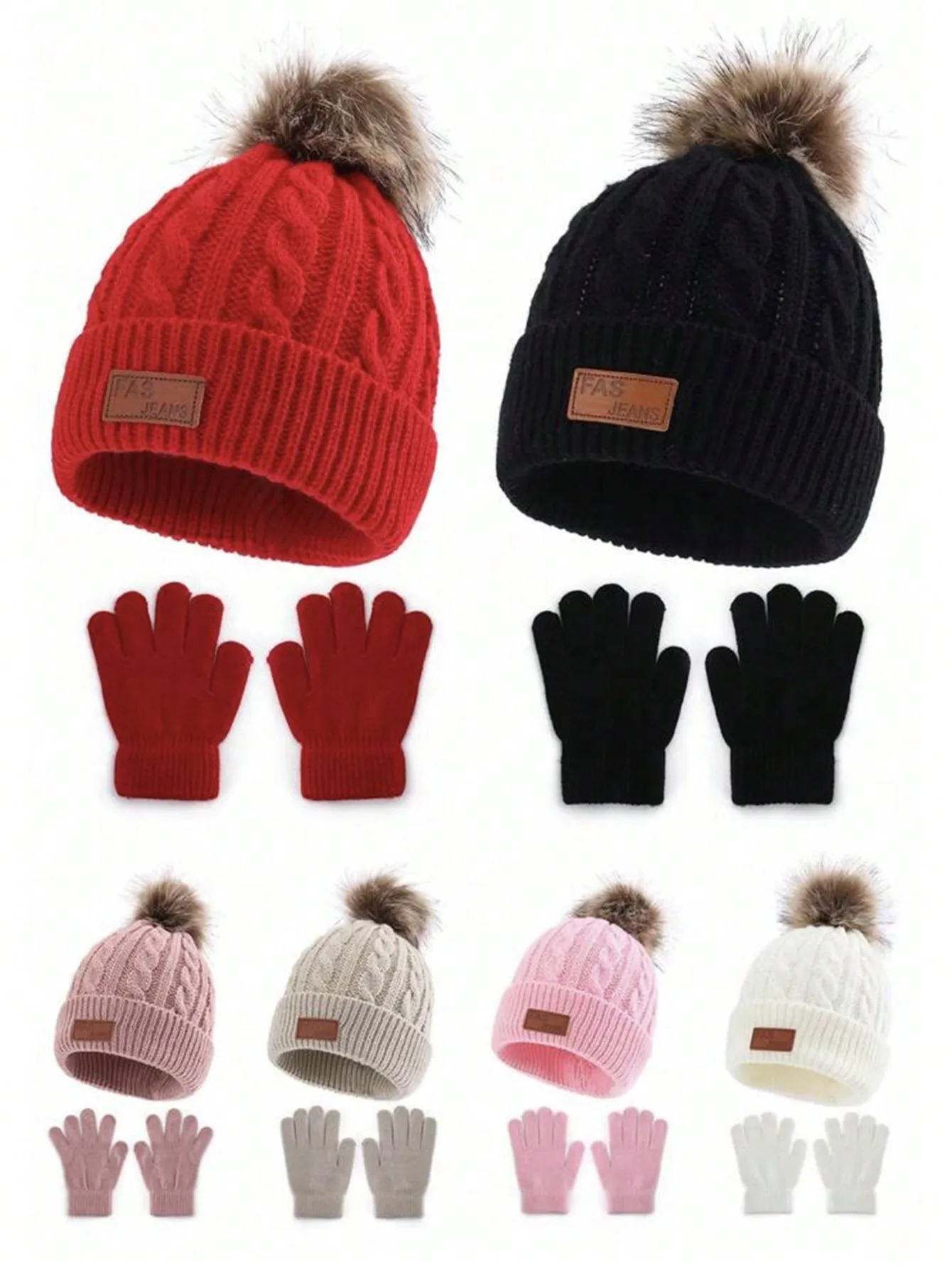 Two-piece set of 3-12Y children's hats and gloves from Europe and America, new warm baby hats for autumn and winter
