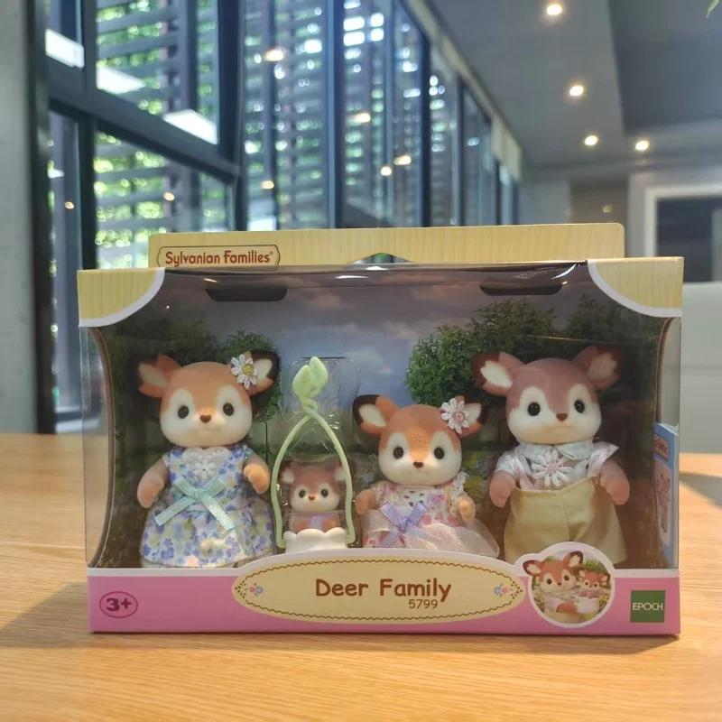 عائلات سيلفانيان كاليكو كريترز بنات ألعاب أطفال مصغرة شخصيات كرتونية دمية على شكل حيوان لعب الأطفال هدية عيد ميلاد عائلة الغزلان #4