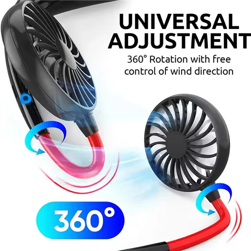 Neuester Mini Tragbarer USB-Lade-Luftkühler Ventilator Tragbarer Nackenventilator Geräuschloser Outdoor-Nackenventilator – Detail 3