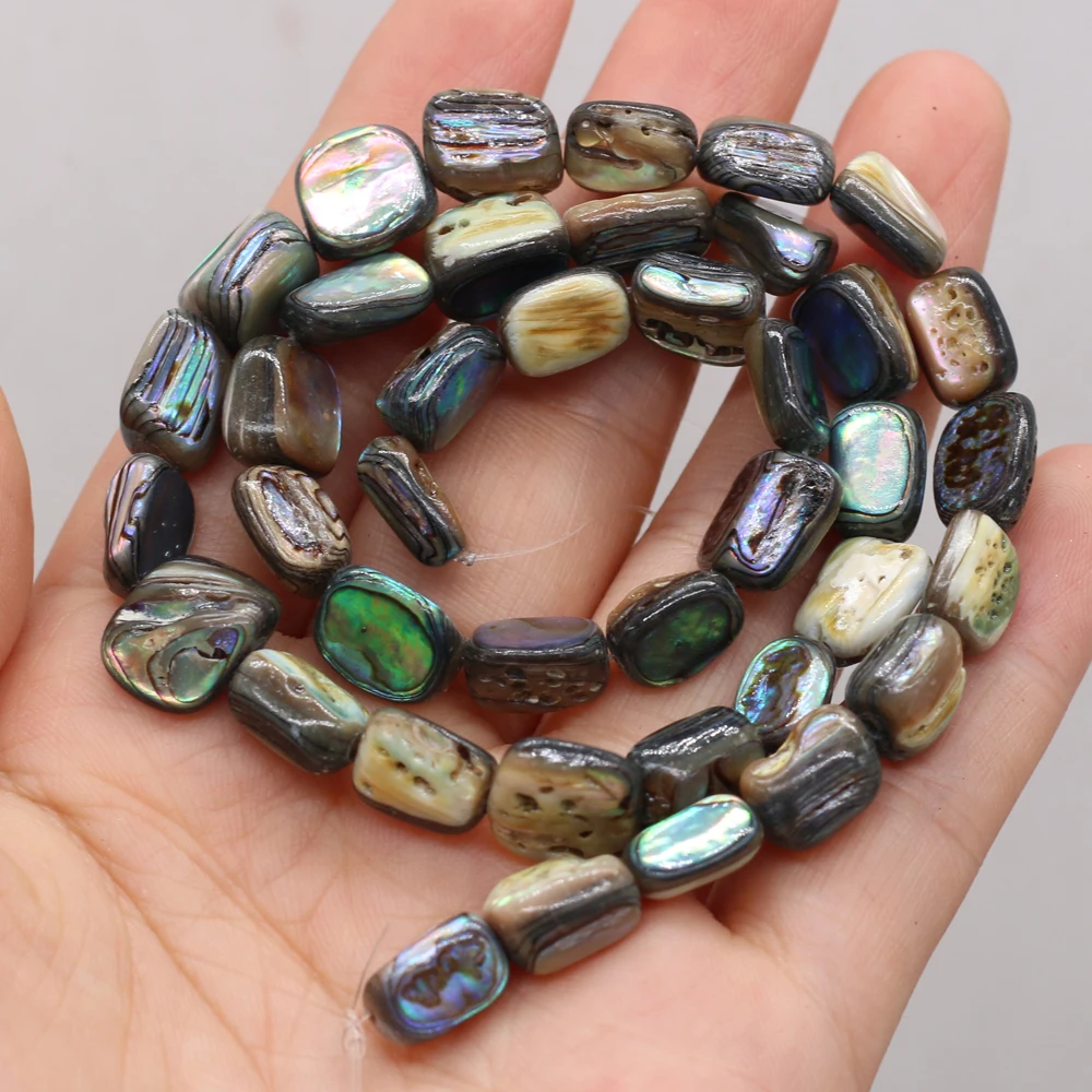 10 Stück Abalone-Muschel-Perlen, unregelmäßige, lose Perlen, 7 x 10 mm, zum Basteln von Schmuck, für DIY-Halsketten, Armbänder und Ohrringe. – Detail 2