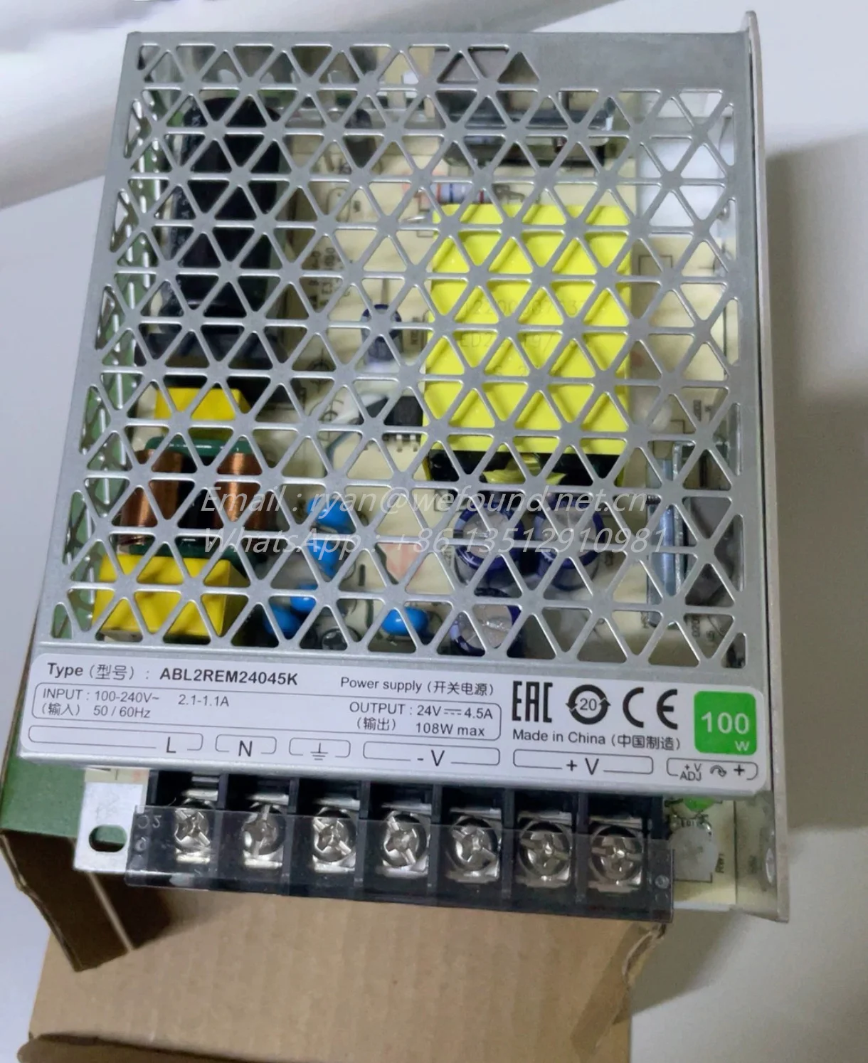 

ABL2REM24045K 100W 4.5A for Schneider single phase power supply - 100...240V input - 24V DC output - 100W - 4,5A