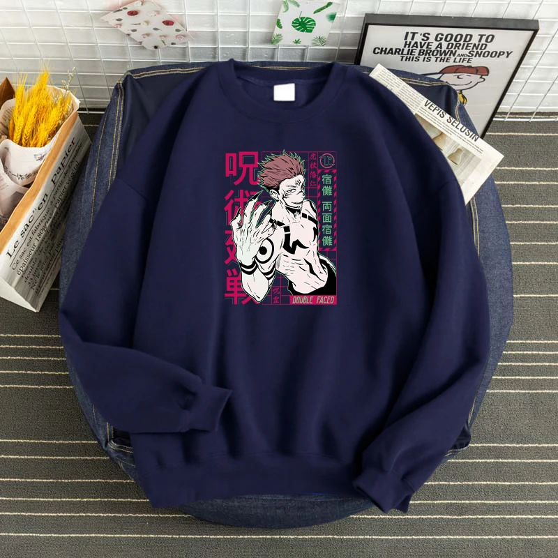 Jujutsu Kaisen Ryomen Sukuna Printing Hoodies Soft Brand Sportwear Thermal Vintage Mens Sweatshirt Oversized Soft Men'S Hoodie