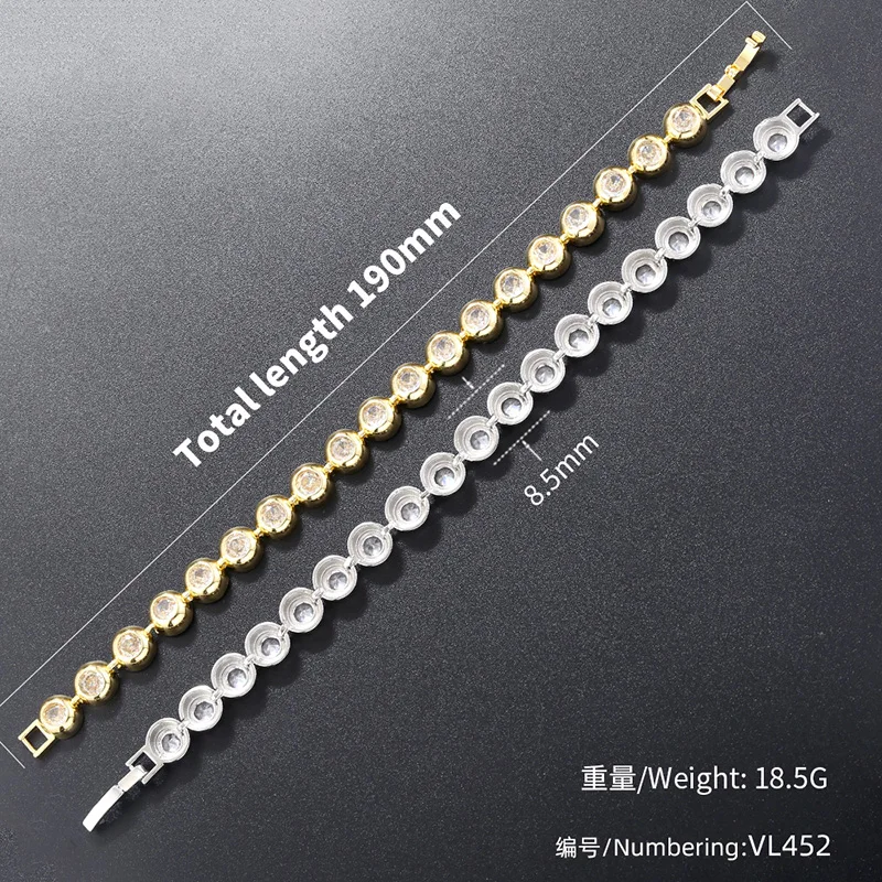 ZHUKOU-Round Diamonds Necklace for Women, Flat Clasp Jewelry, VL452, VL453