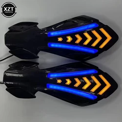 2PCS Windproof Motorcycle Handguards 1 Pair Protector Shield Waterproof Motocross Handlebar Guards with LED Flowing Turn Signals