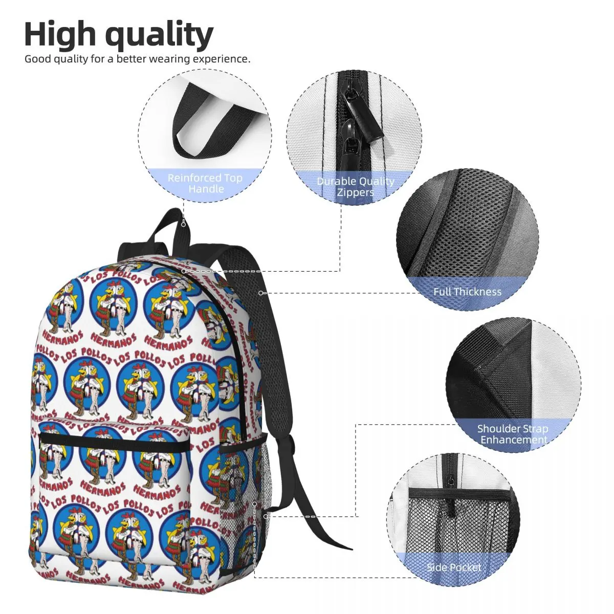 Custom Bib Breaking Bad LOS POLLOS Hermanos Backpack Boys Girls BookBag Children School Bag Computer Shoulder Bags for Men Women