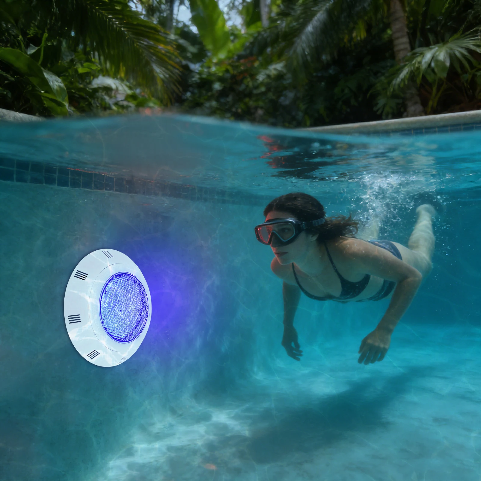 

Светодиодный RGB-светильник для бассейна 45 Вт 12 В, водонепроницаемая подводная лампа IP68 для бассейнов, 11 режимов, 7 цветов с радиочастотным пультом управления