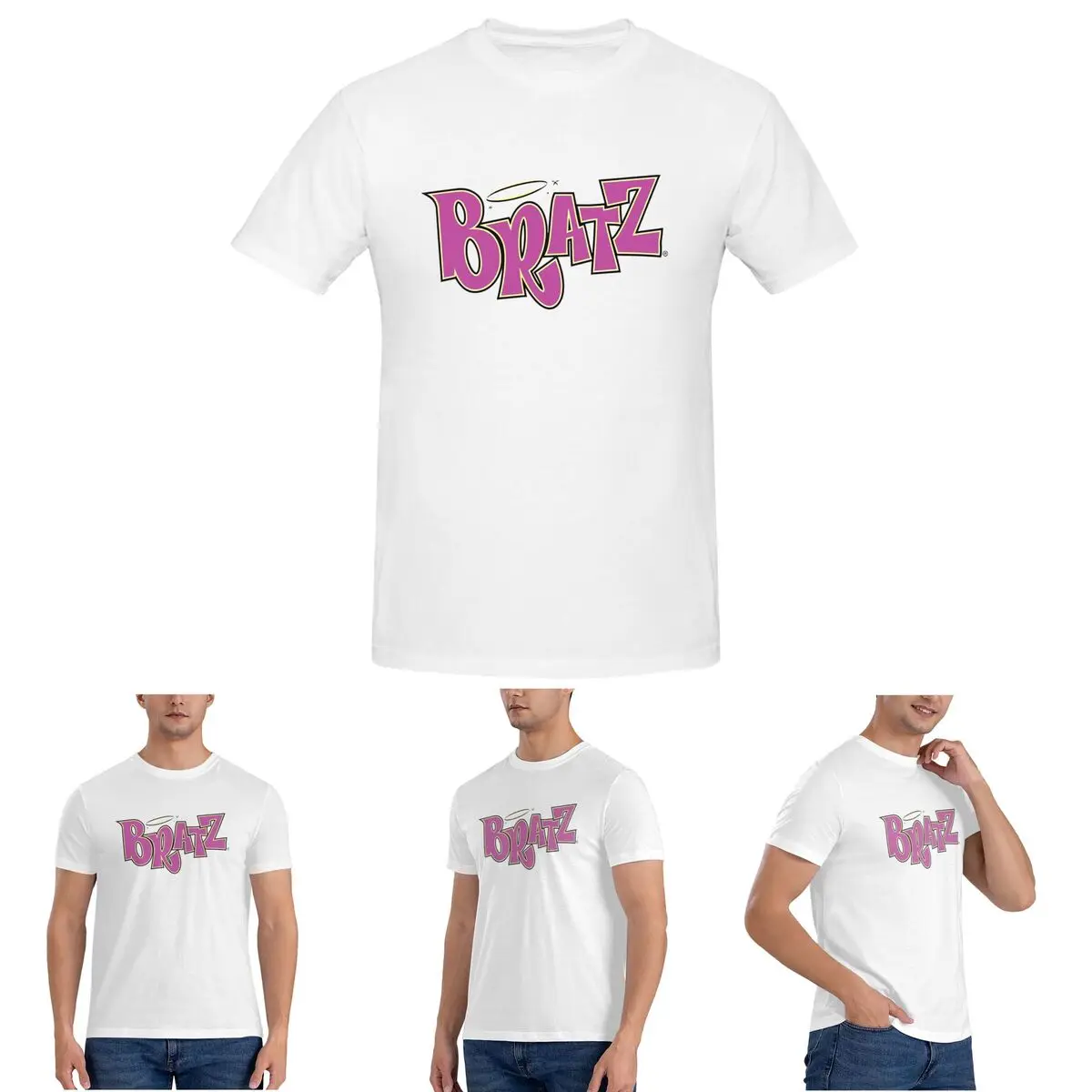 

Мужская футболка с логотипом Bratz, хлопковые футболки большого размера, мужская летняя одежда с короткими рукавами и круглым вырезом, топы S-6XL