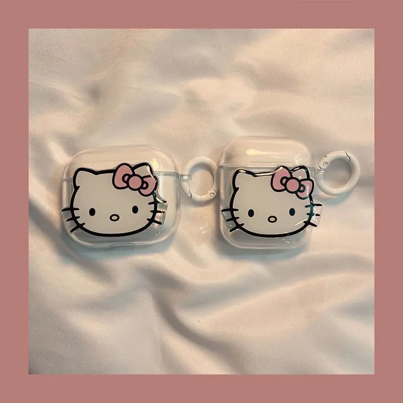 Funda de Hello Kitty para Airpods Pro 2 2022, cubierta transparente para auriculares, funda para Airpods 3, funda para Airpods 1/2 para niñas