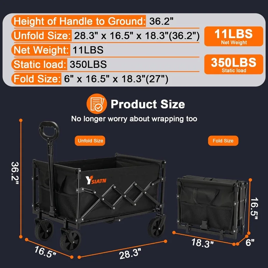 عربة عربة قابلة للطي قابلة للطي بسعة وزن 350 رطل عربة تسوق خفيفة الوزن مع عجلات عربة بقالة قابلة للطي