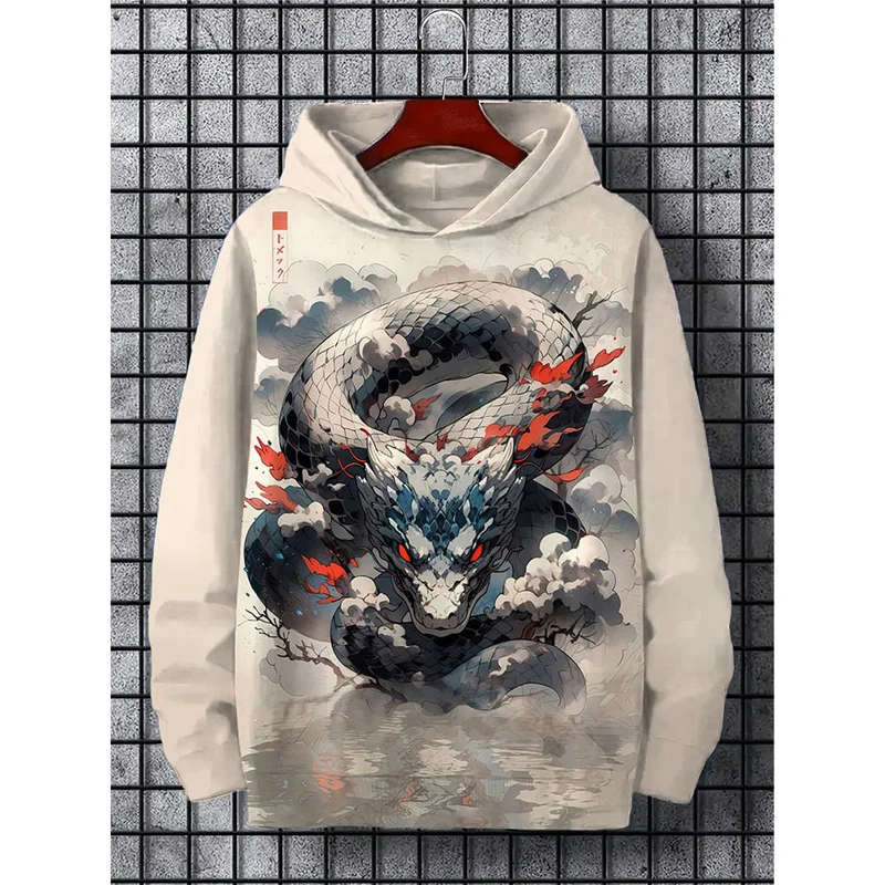 3D Printed Retro Art Hoodies For Men Cthulhu Pattern Sweatshirts Spring Autumn Casual Loose Hooded Long Sleeves Street Pullovers