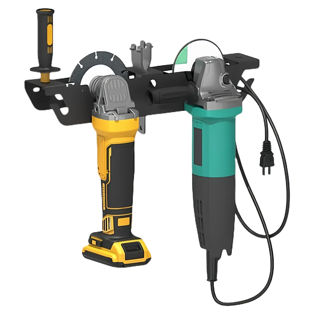

2 Bay Angle Grinder Rack with Cord Hanger Wall Mount Organizer Bracket 2 Bay Stand Storage Rack for Grinders Power Tools