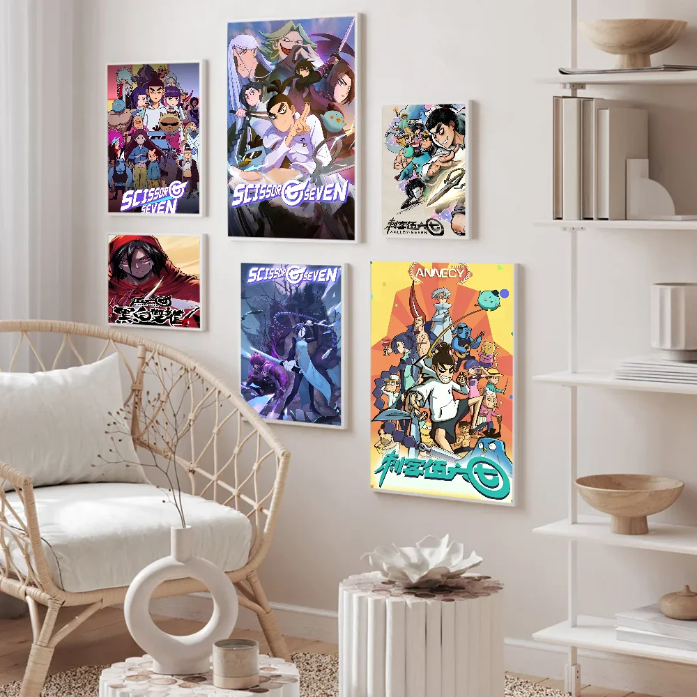 Anime Scissor Seven Whitepaper Poster Fancy Wall Sticker For Living Room Bar Decoration Aesthetic Art Wall Painting