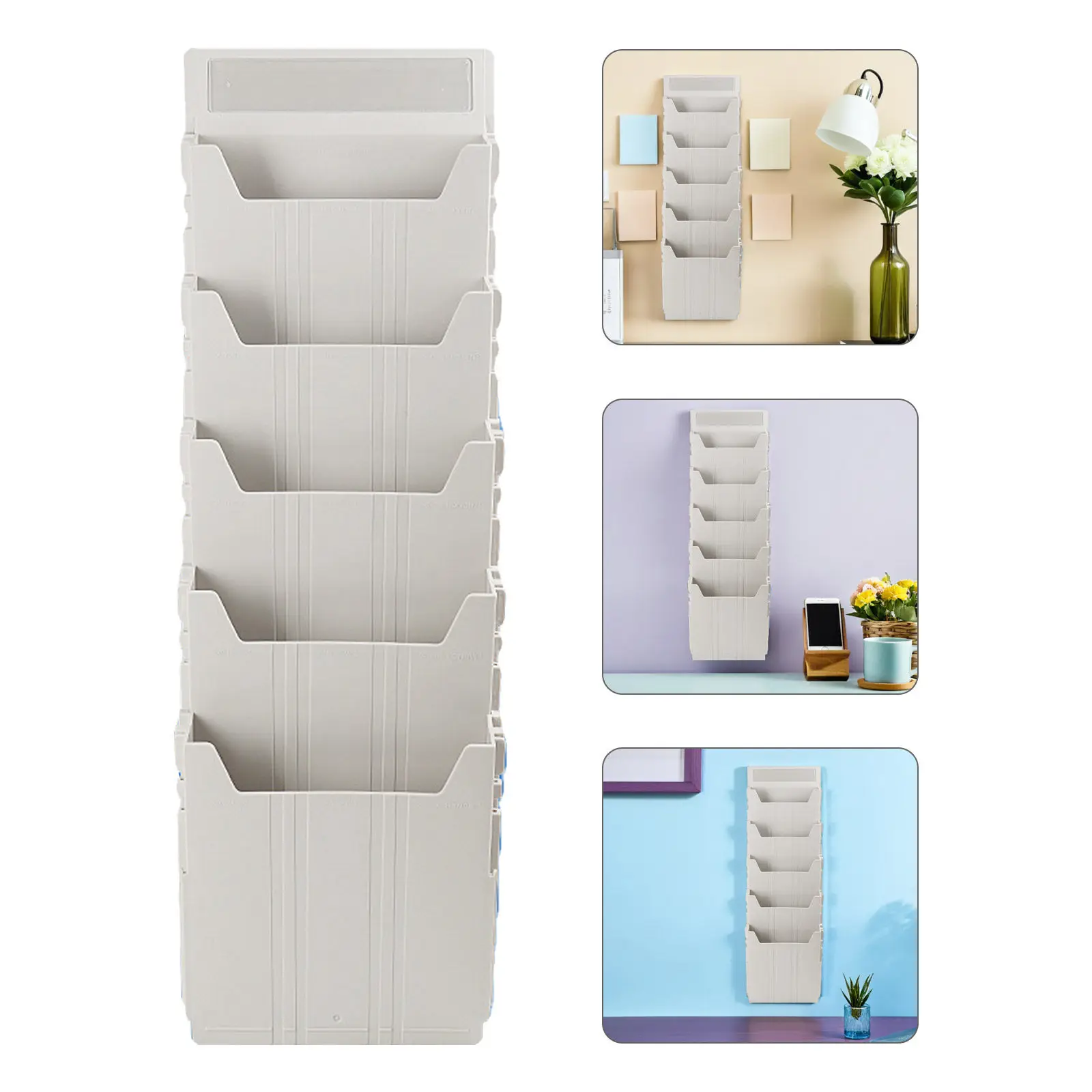 Wall Mounted Magazine Holder Expandable 5 Slot Adjustable File Organizer Office Document Storage Rack Hanging File Holder