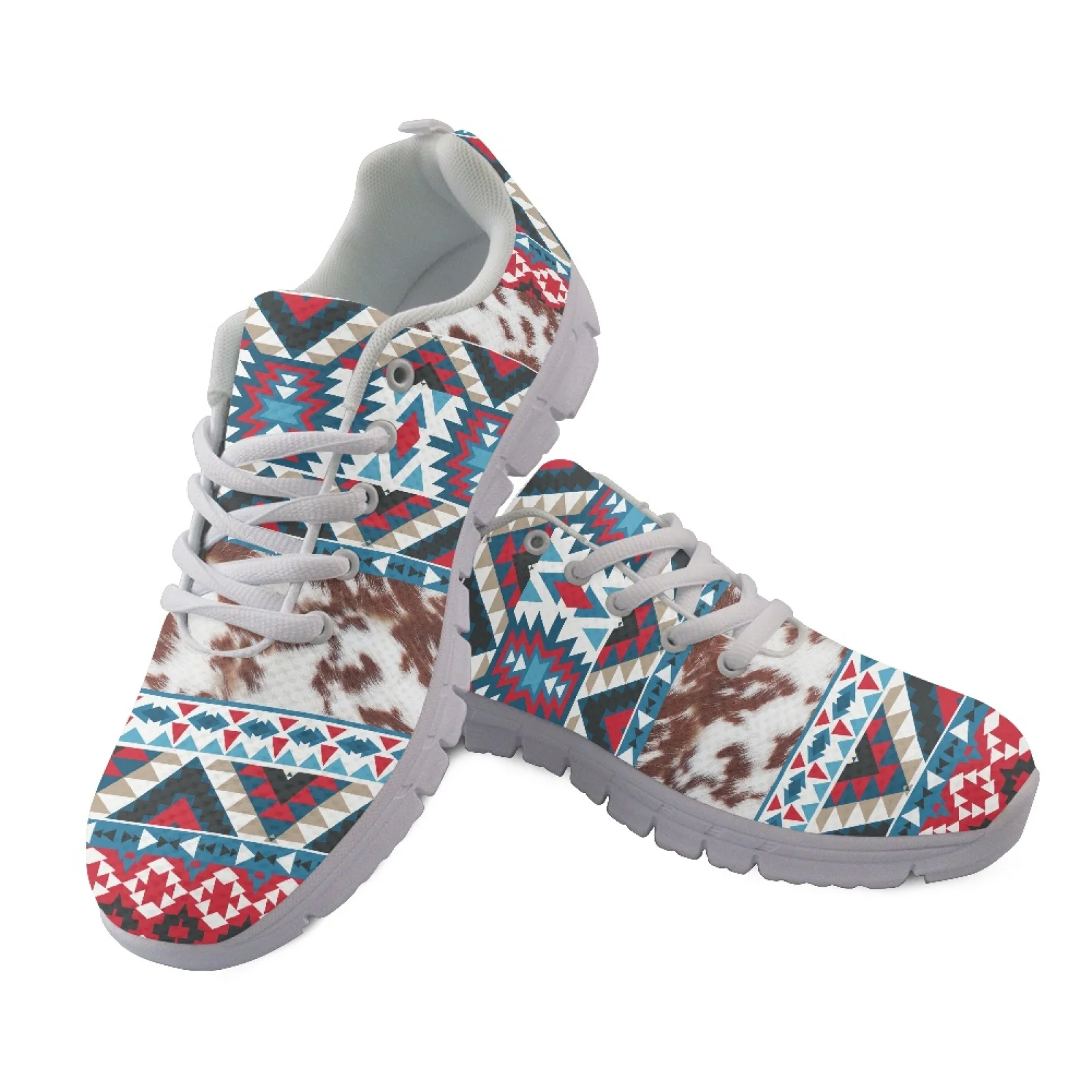 Coloranimal Triangle Pattern Breathable Sport Athletic Shoe for Men Mesh & EVA Sole Women Sneakers Running Shoes for Training