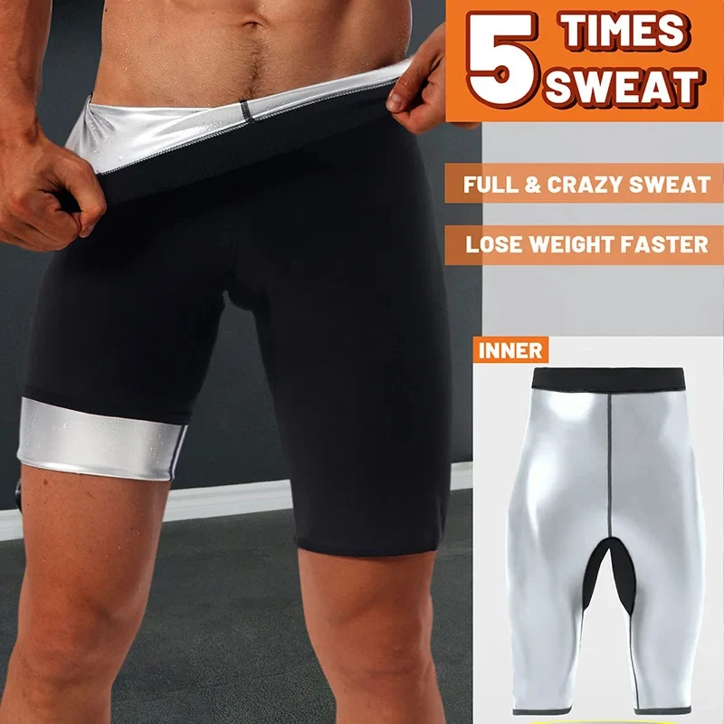 Sauna Sweat Short Pants for Men Hot Thermo Sauna Leggings Compression Hight Waist Pants Workout Body Shaper Sauna Suits image 5