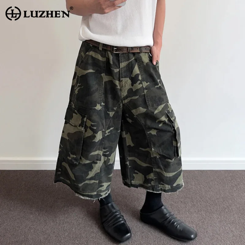 

LUZHEN Pocket Trousers Multi Fashion Cargo Cropped Camouflage Printed Men's Trendy 2025 Summer Street Loose Casual Shorts JY2745