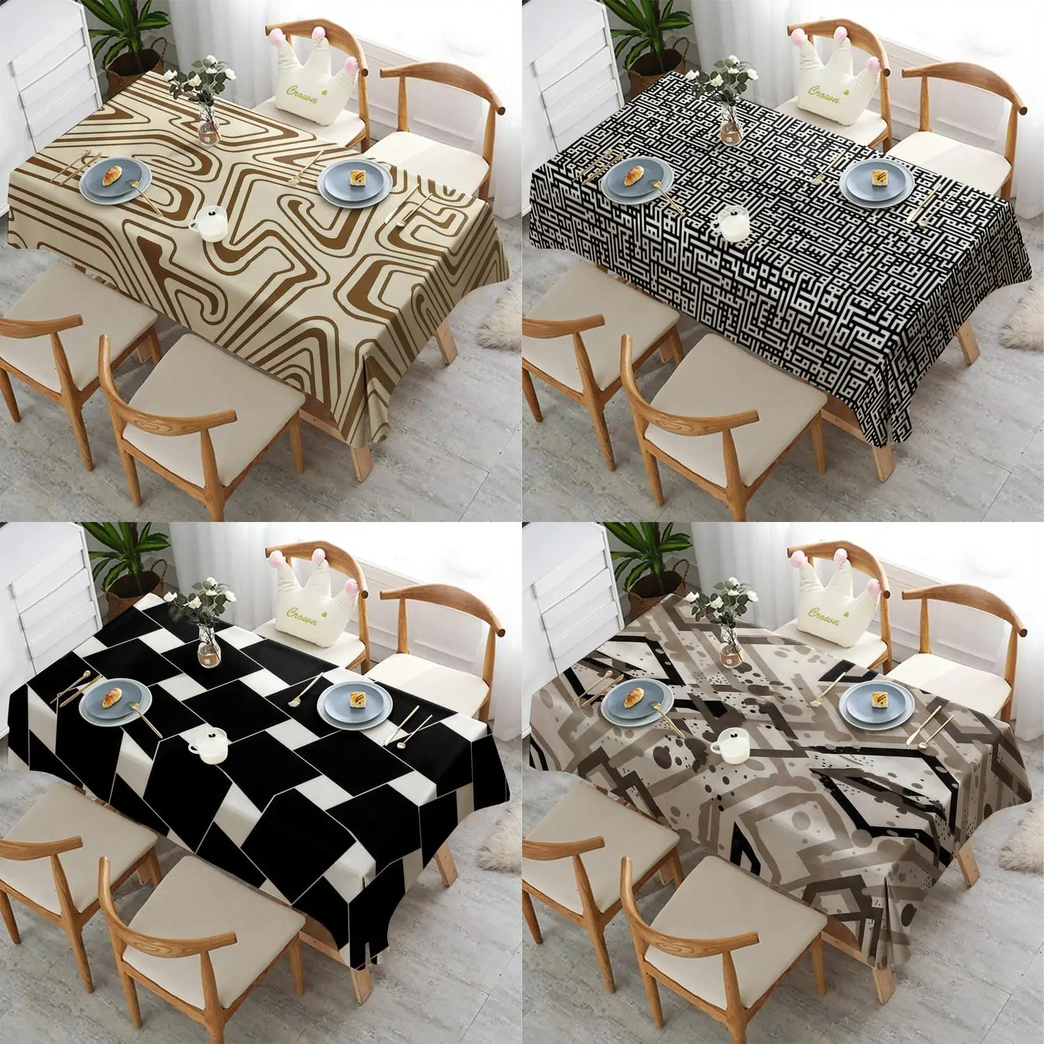 Maze Pattern Tablecloth Restaurant Kitchen Tablecloth Living Room Home Decoration Rectangular Party Decoration