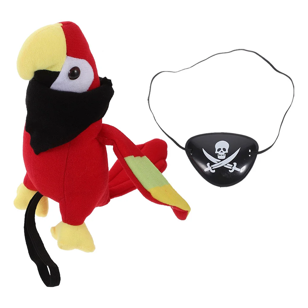 

Pirate Role Play Bird Prop Parrot Accessory Stuffed Toy Artificial Models Eye Patches Simulation Shoulder Costume