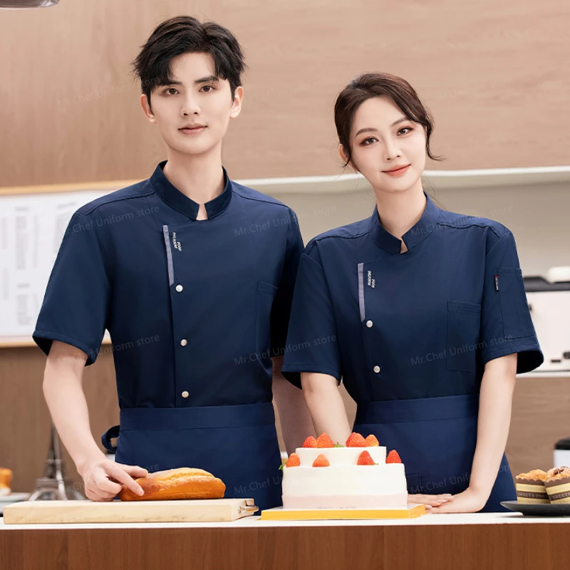 メッシュシェフ半袖ジャケット通気性シェフ制服エプロンレストランキッチンシェフコート黒作業服男性アクセサリー