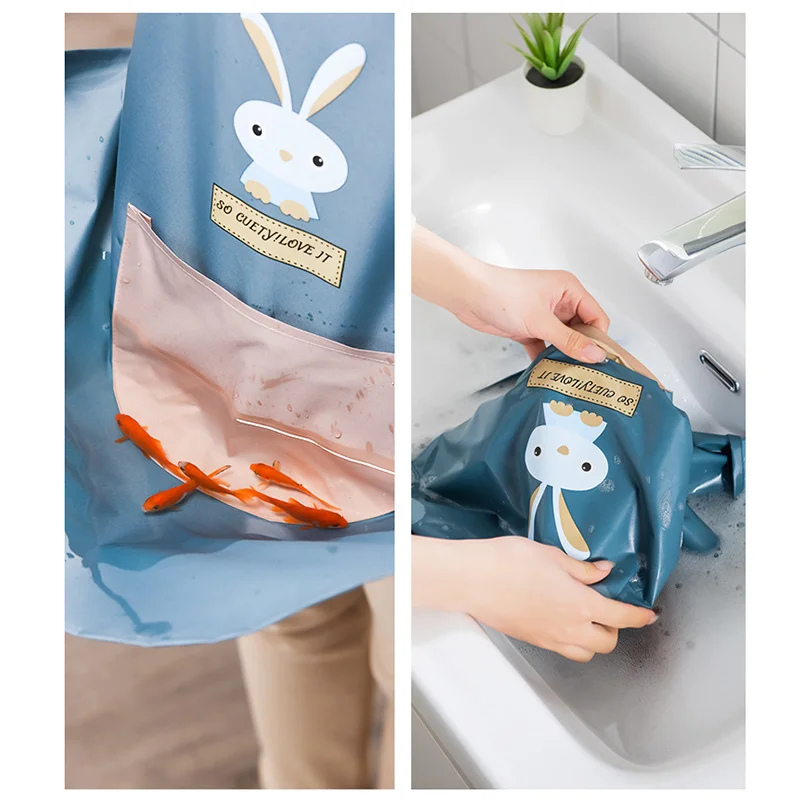 GIANXI Hand Towel Apron Waterproof Stain Home Kitchen Cooking Waist  Creative Cute Bear Hanging Neck Towel Apron Oversleeve