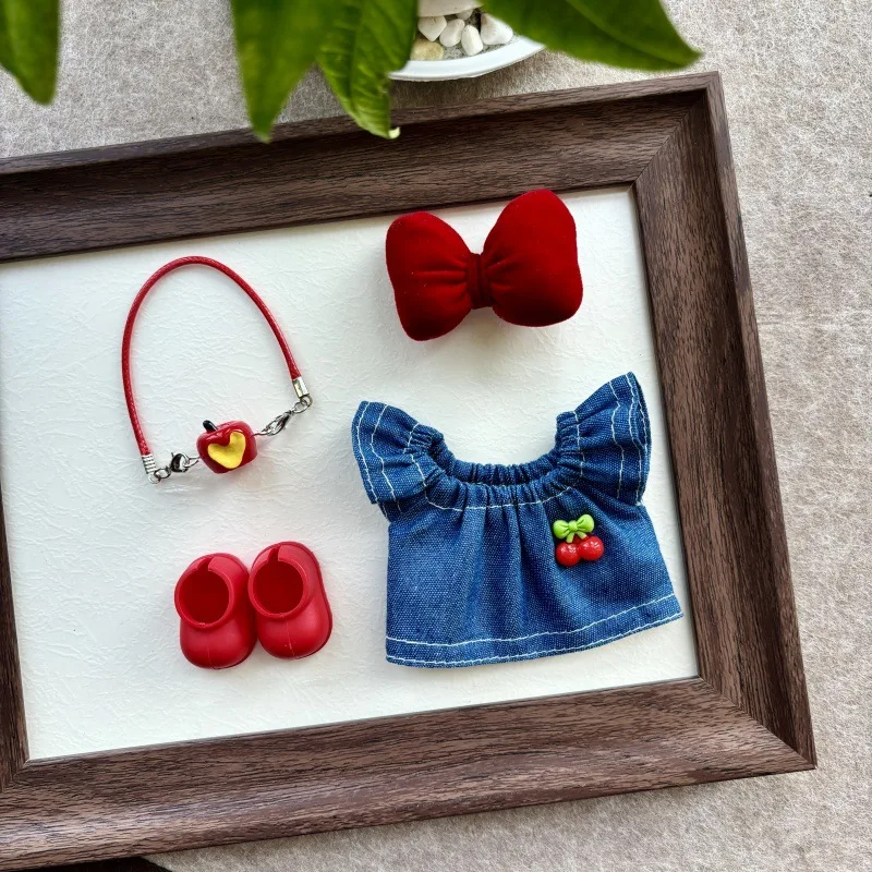 

2025 Fashion Cotton Doll Shorts Bow Denim Dress Suit Doll Jeans Shirt Pants Bag Trousers Clothes for 17cm Cotton Dolls