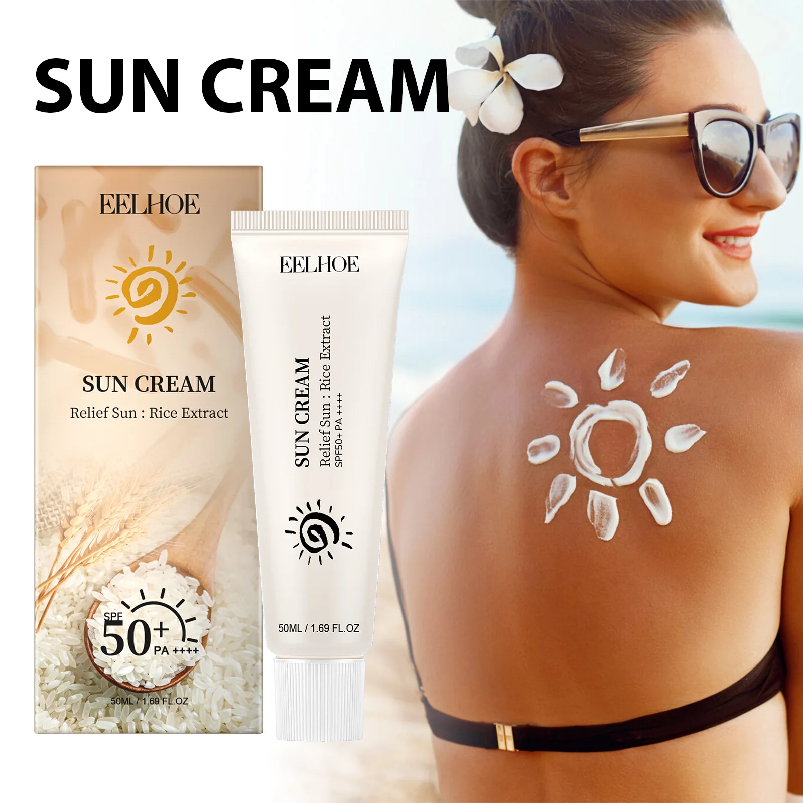 Sunscreen Pure Natural Rice Black Rice Facial Sunscreen Uv Protection Oil Control Moisturizing And Sunscreen Whitening Skin New