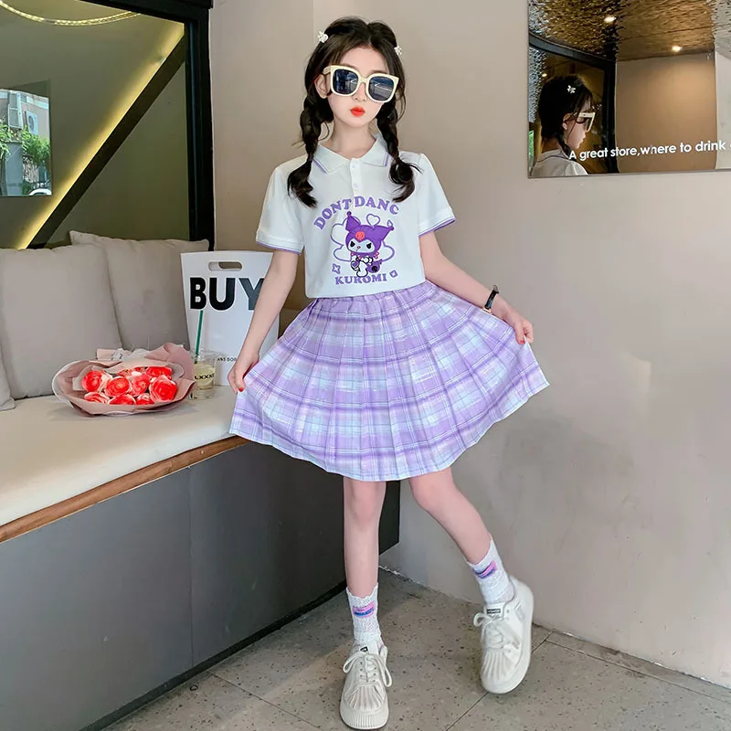 

Uniform Set Fashion Short Sleeve Little Girl Two Piece Sets for Children Children's Clothing Girls' Summer Clothes Mother Kids