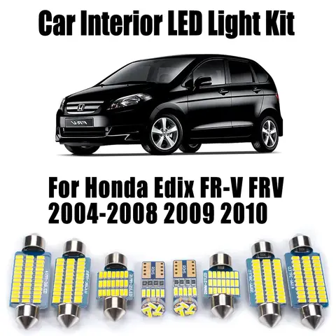 10Pcs Canbus For Honda Edix FR-V FRV 2004 - 2008 2009 2010 Car LED Interior Dome Reading Luggage Number Plate Bulbs Light Kit