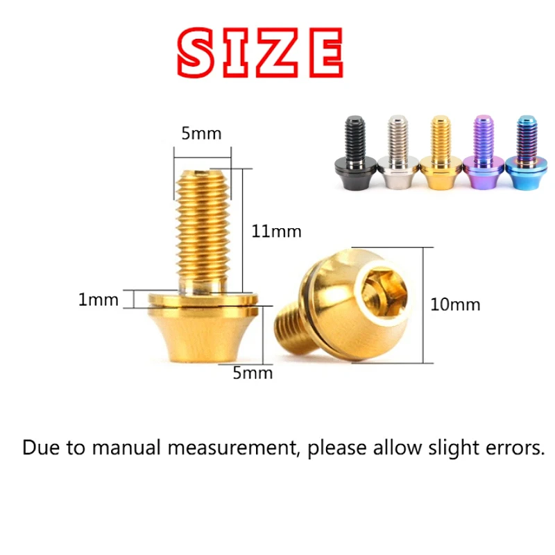 M5  Bolts For Bicycle Water Bottle Cage Hex Bolts Water Bottle Holder Cone Screw Titanium Bicycle Hardware