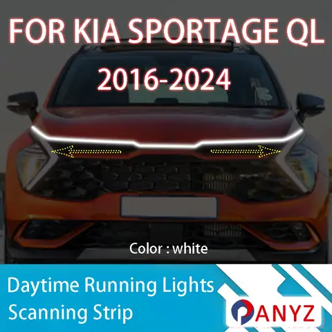 기아 스포티지 QL 2016-2024 신형 업그레이드 LED 주간 주행등 스캔 시동 후드 DRL 가이드 장식 앰비언트 램프 12V