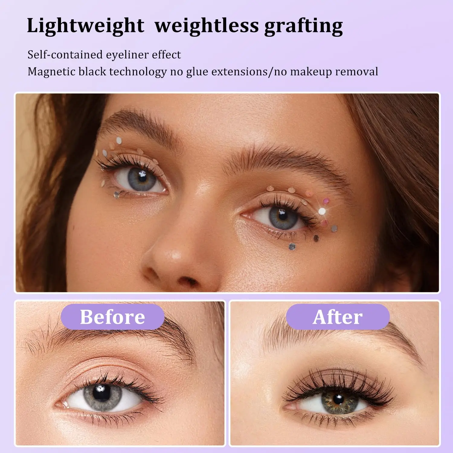 マグネットつけまつげ（アプリケーター付き） - 接着剤不要、初心者向け再利用可能つけまつげキット、軽量で自然なマグネットつけまつげ