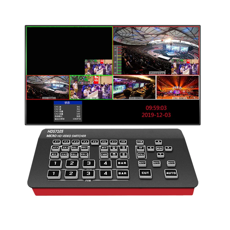 DeviceWell HDS7105 Video Switcher 4-CH Video Switcher 1+DP SWITCHER for Video Stream HDS7105 NEW Version