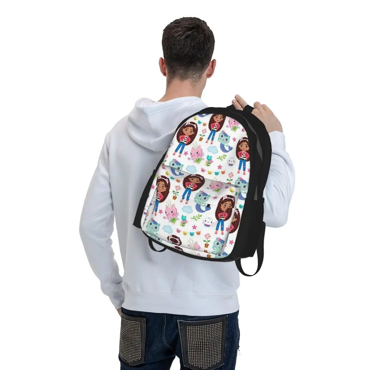 Cute Gabbys Dollhouse Cartoon Backpack Student BookBag Children School Bag Computer Shoulder Bags for Men Women