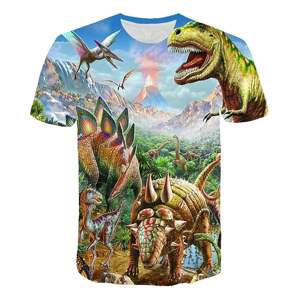 Dinosaurier Cartoon 3d Gedruckt Lustige T Shirt Kinder Jungen Mädchen Casual T-Shirts Kinder Geburtstag Geschenk T-shirts Baby Kleidung Sommer