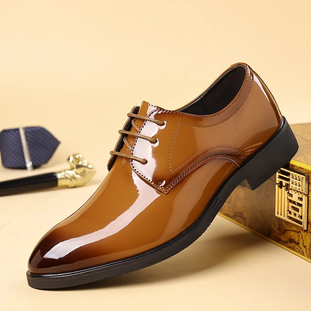 

Fashion Patent Leather Shoes For Men Party Shoes Male Pointed Toe Dress Derby Oxford Bussiness Man Formal Shoes Zapatos Hombre