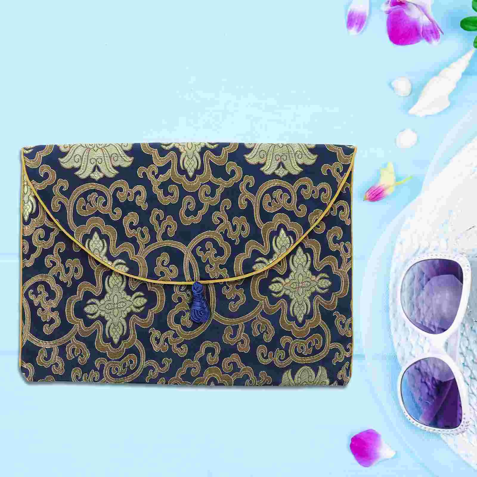 Buddhist Scriptures Pouch Brocade Bag Buddhist Jewelry Pouch Delicate Small Gift Storage Pouch Retro Scripture Bag Double-layer